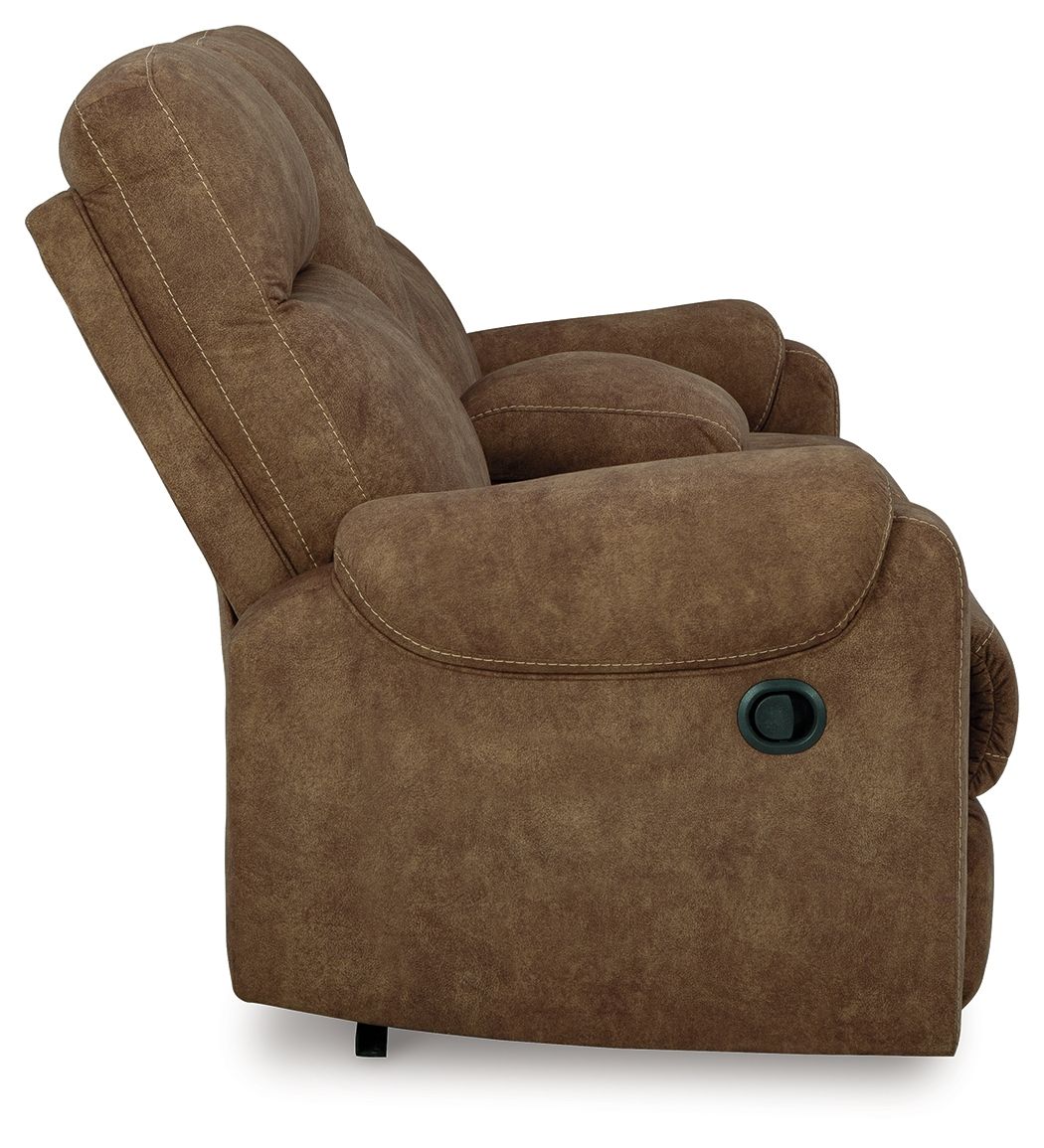 Edenwold - Brindle - Dbl Reclining Loveseat With Console - Faux Leather