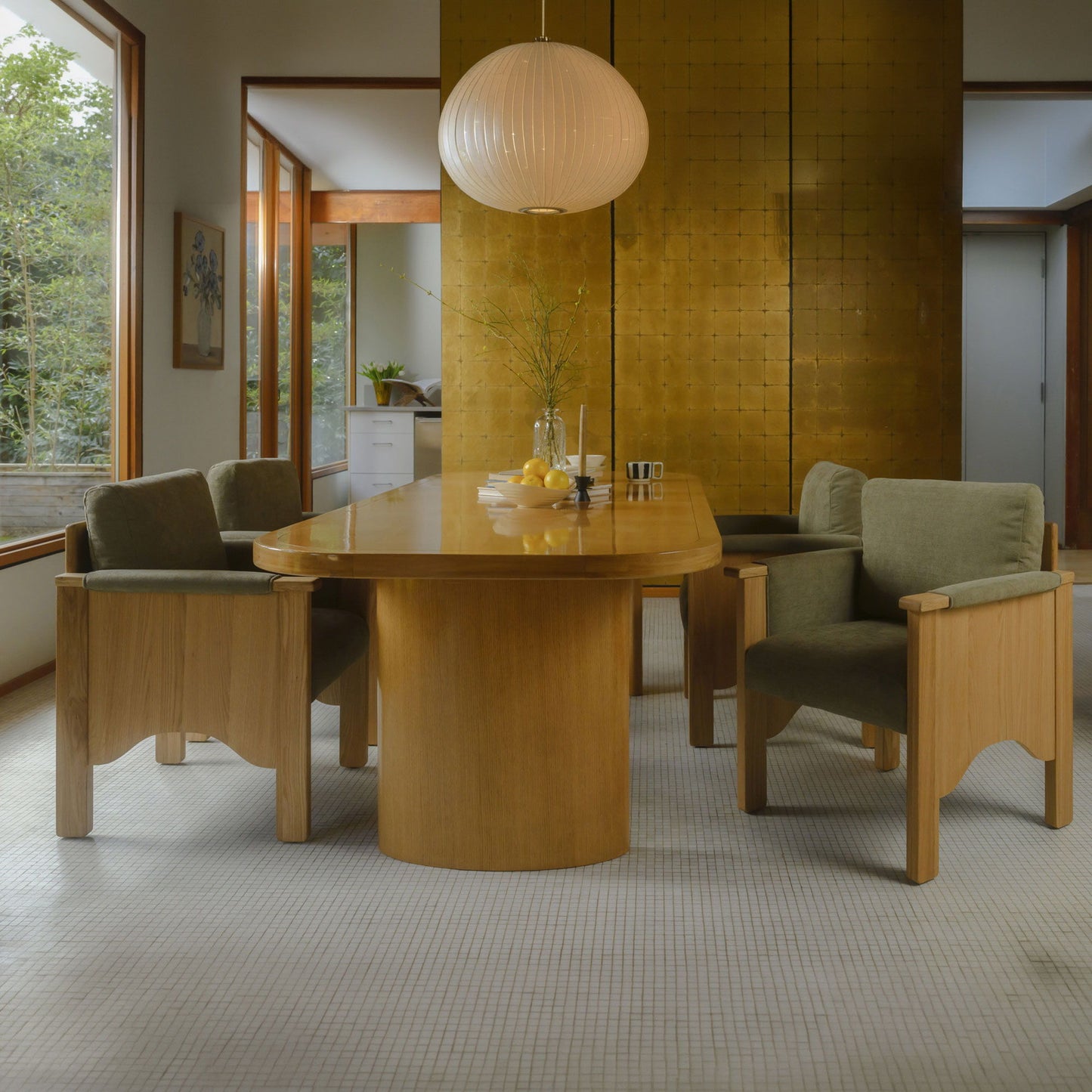 Bauer - Dining Chair - Sage Green / Light Brown