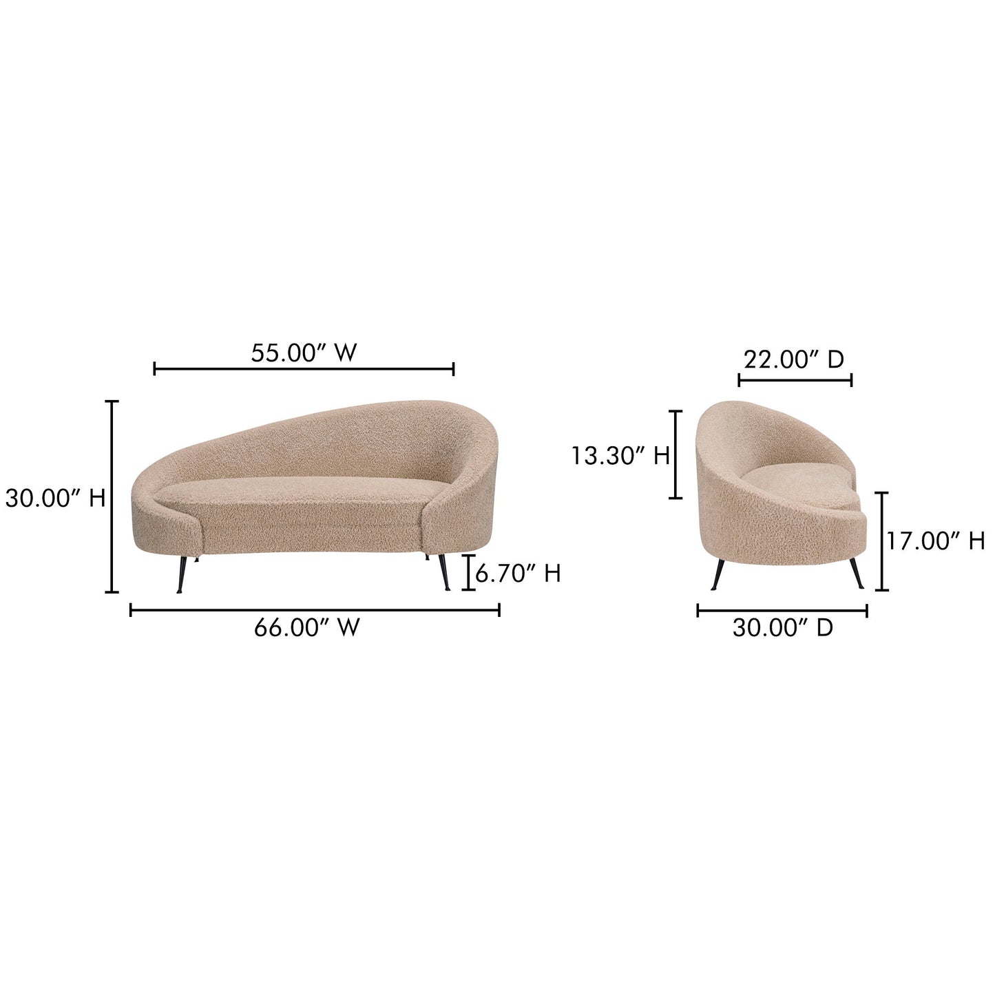 Abigail - Chaise - Light Brown