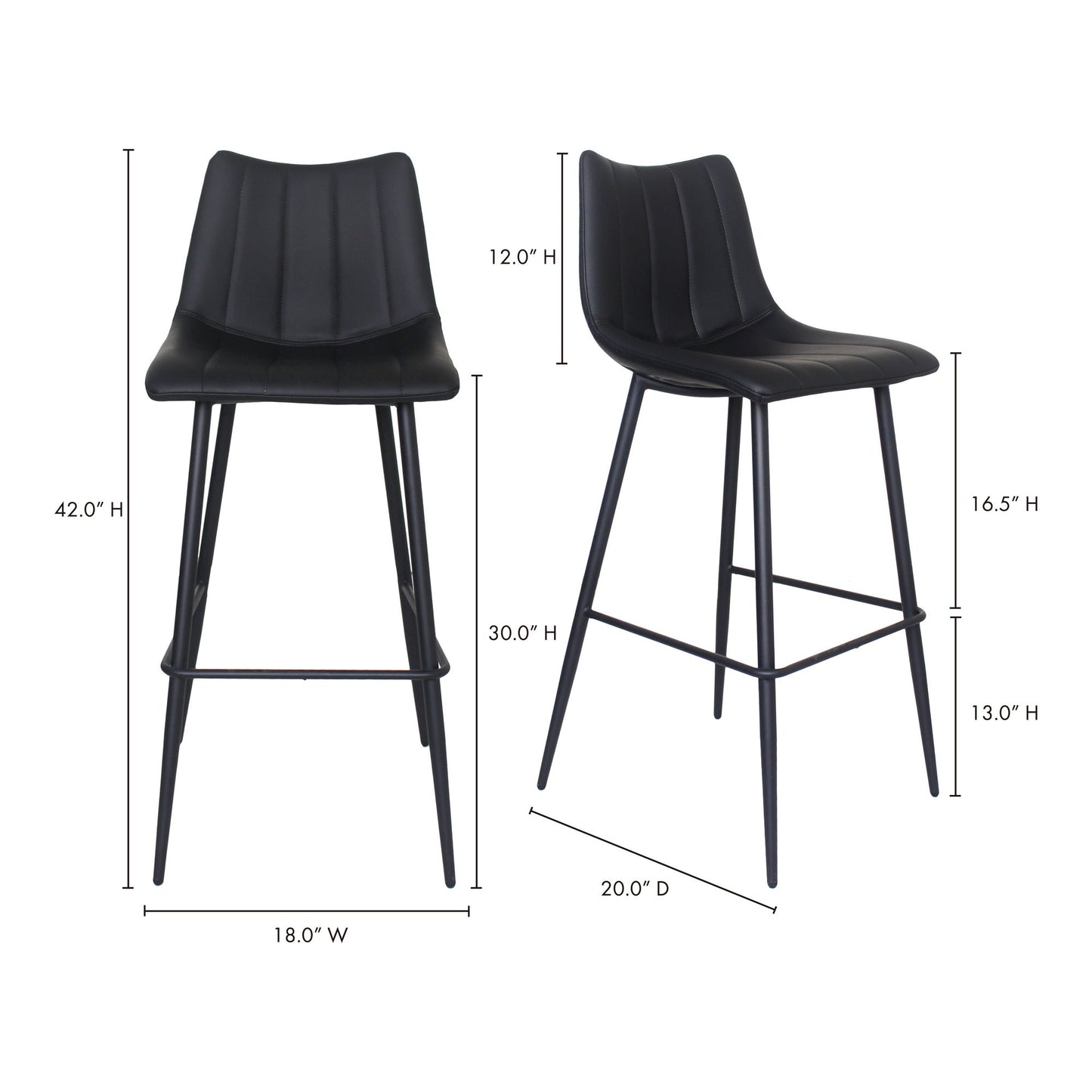 Alibi - Barstool (Set of 2) - Matte Black
