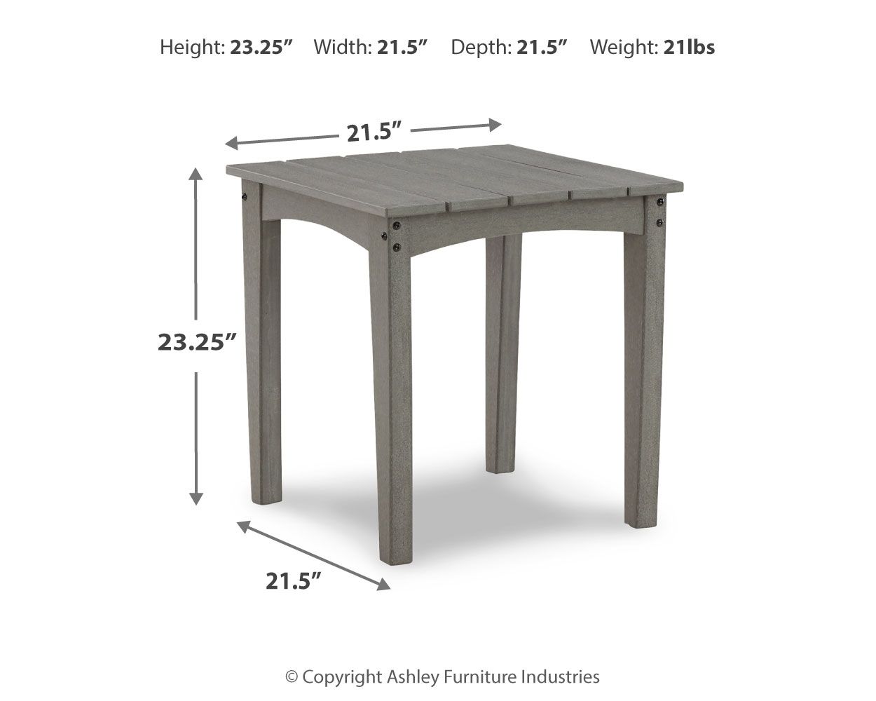 Visola - Square End Table - Gray