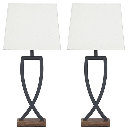 Makara - Metal Table Lamp (Set of 2) - Black / Brown