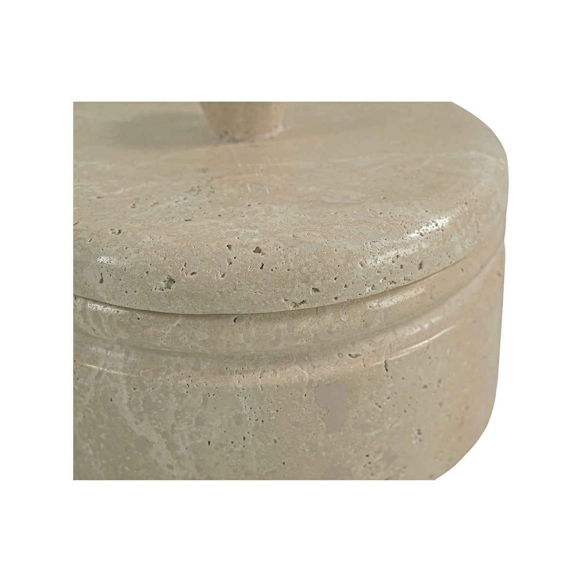 Valencia - Round Travertine Box - Beige