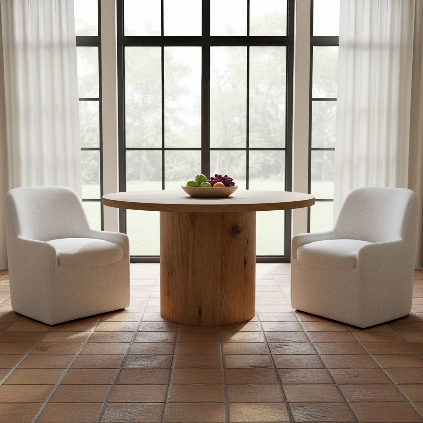 Maisie - Rolling Dining Chair - Flecked Oat / Beige