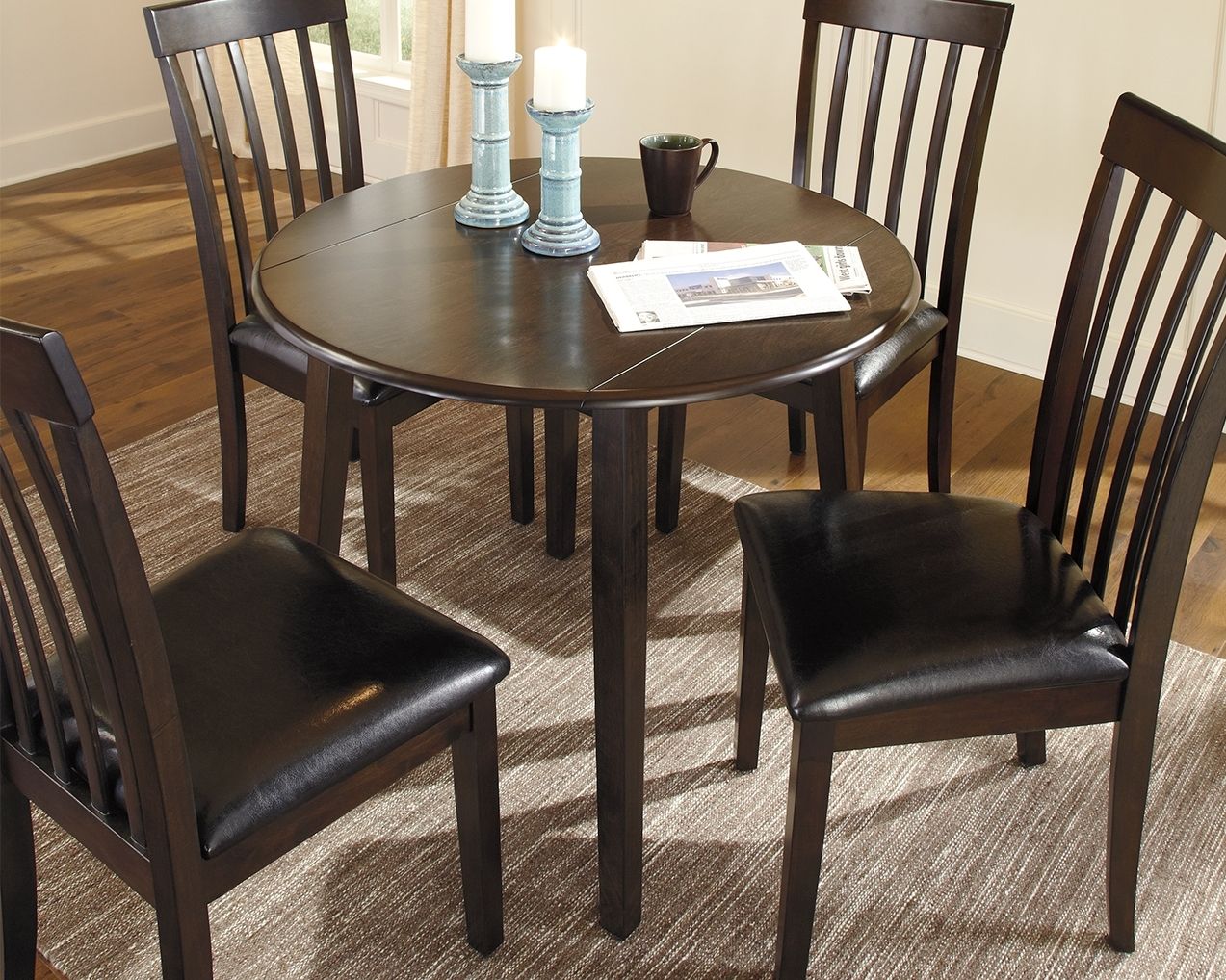 Hammis - Round Dining Drop Leaf Table Set