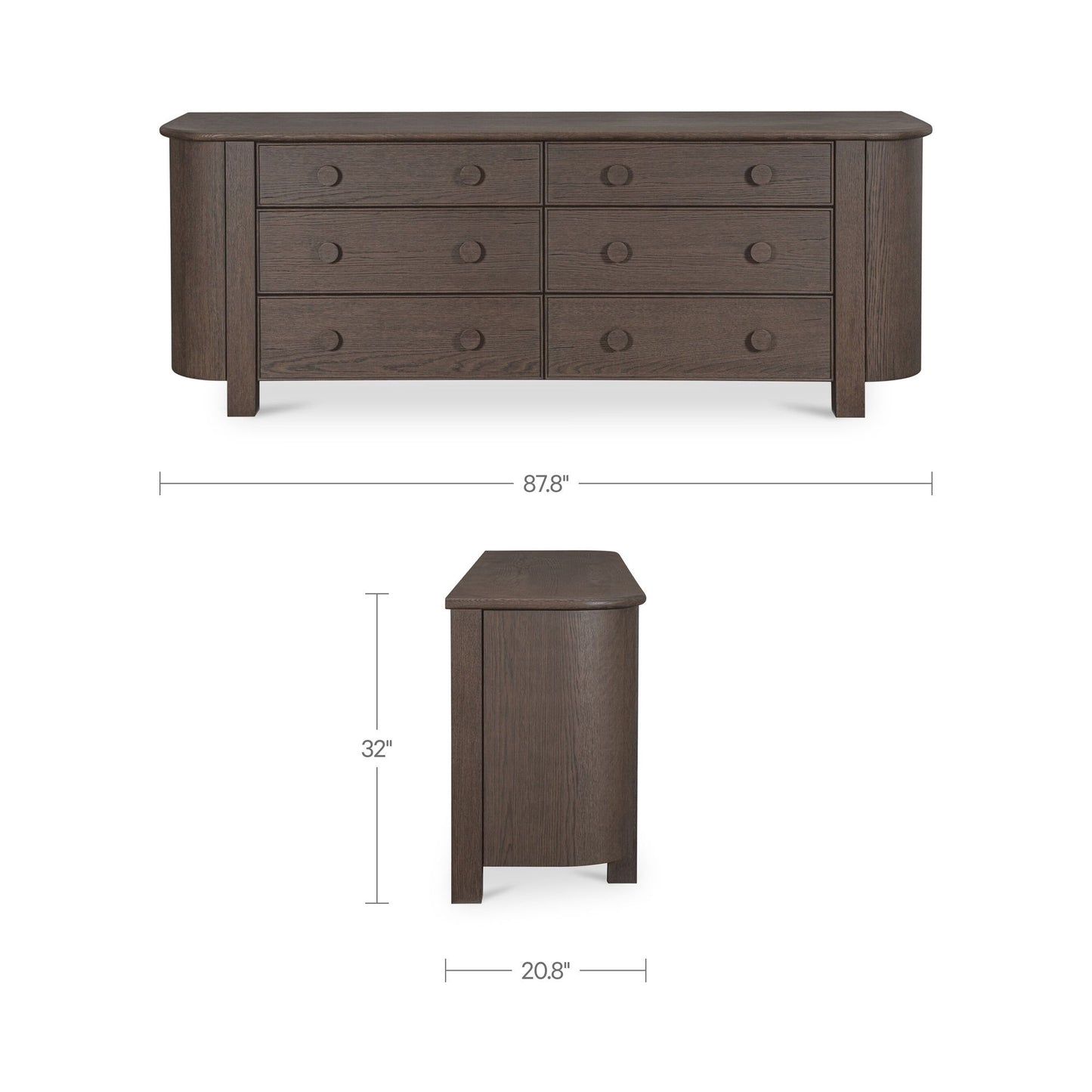 Loren - 6 Drawer Dresser - Dark Brown