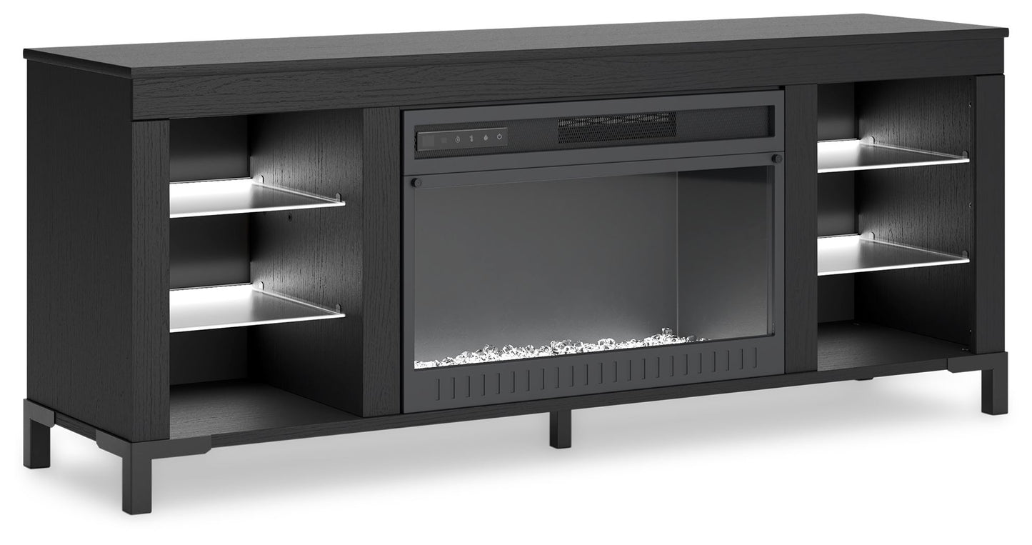 Cayberry - Black - TV Stand With Fireplace