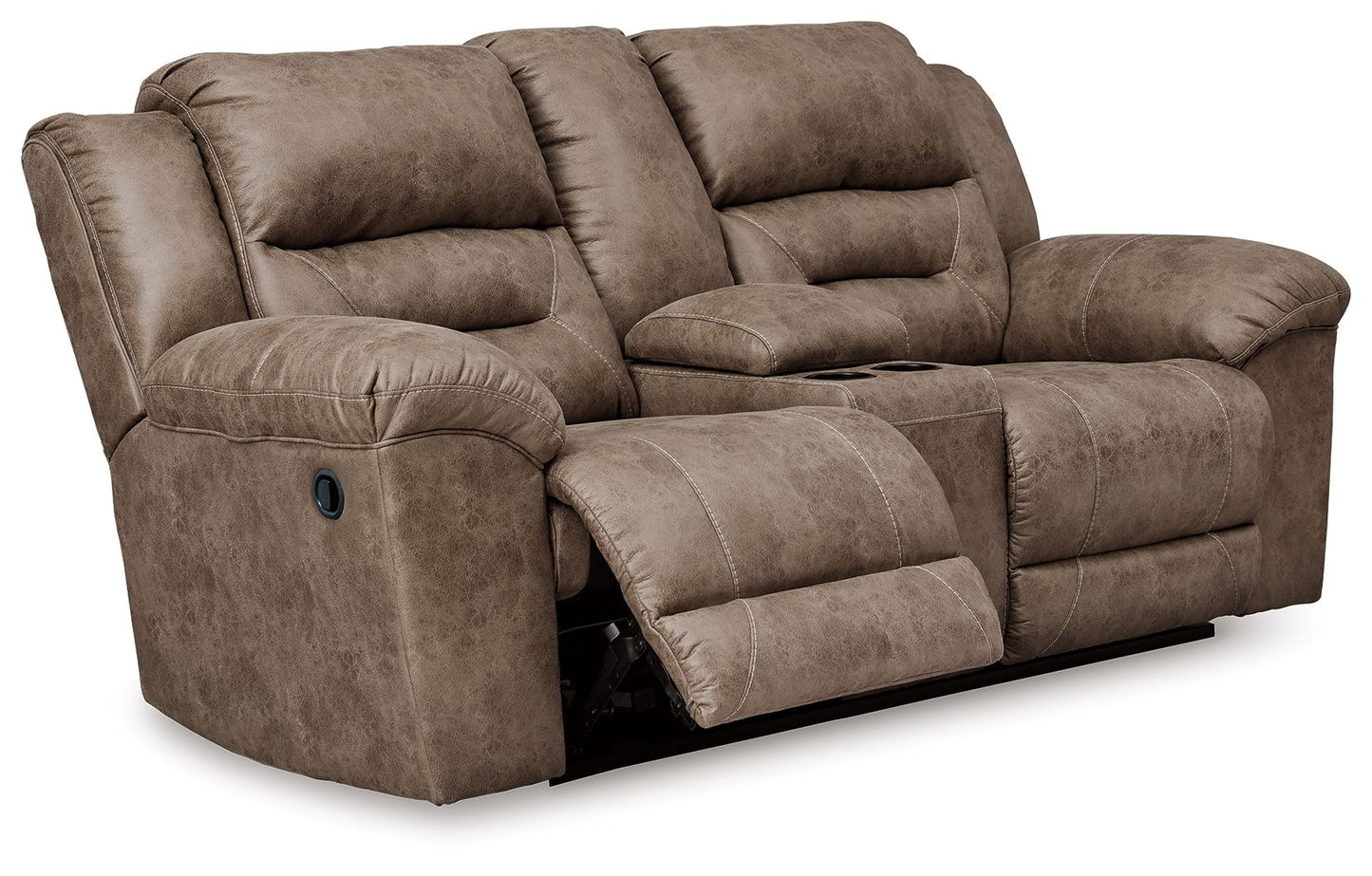 Stoneland - Dbl Reclining Loveseat W/Console - Faux Leather - Fossil