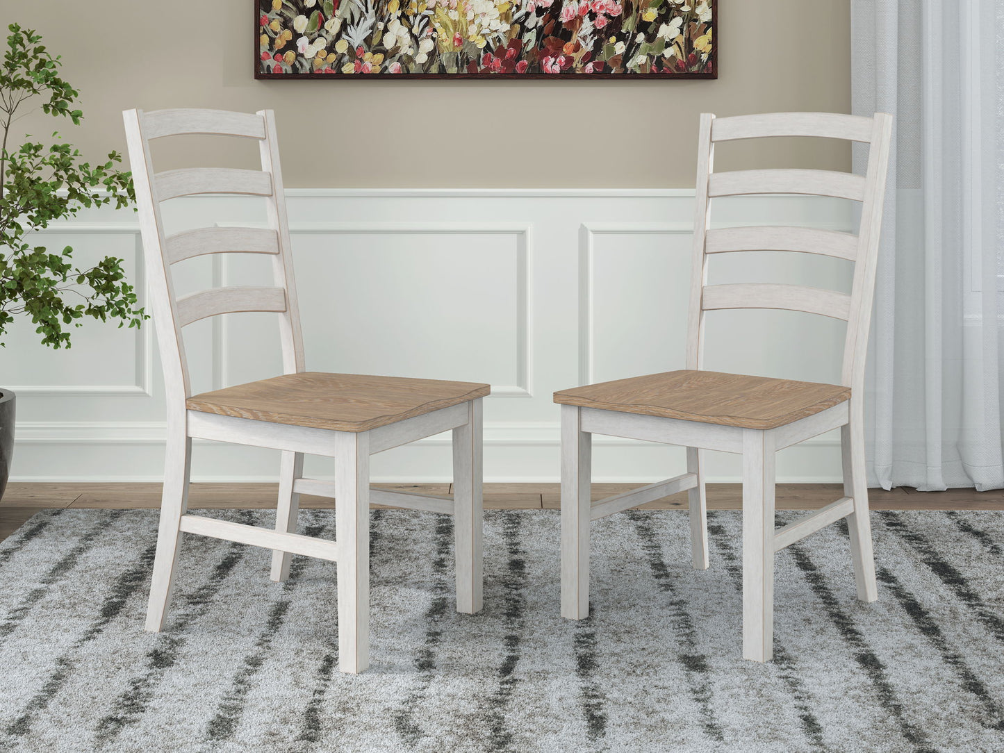Purlaney - Dining Room Side Chair (Set of 2) - Antique White / Natural