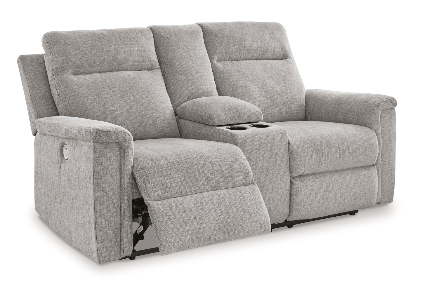 Barnsana - Ash - Dbl Power Reclining Loveseat With Console - Fabric