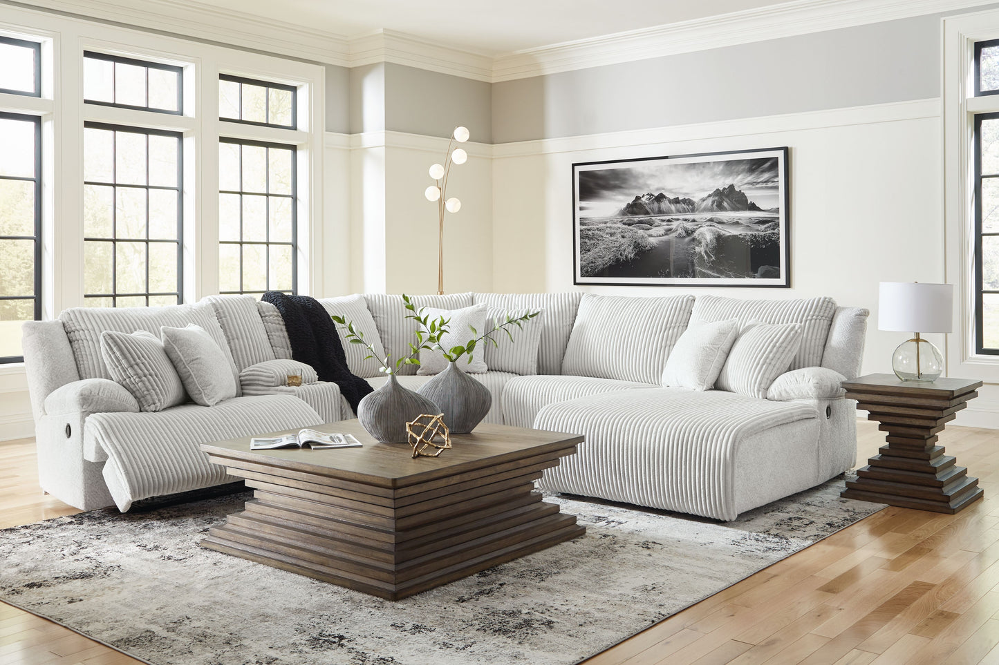 Top Tier - Alloy - 6-Piece Reclining Sectional With Raf Chaise - Fabric