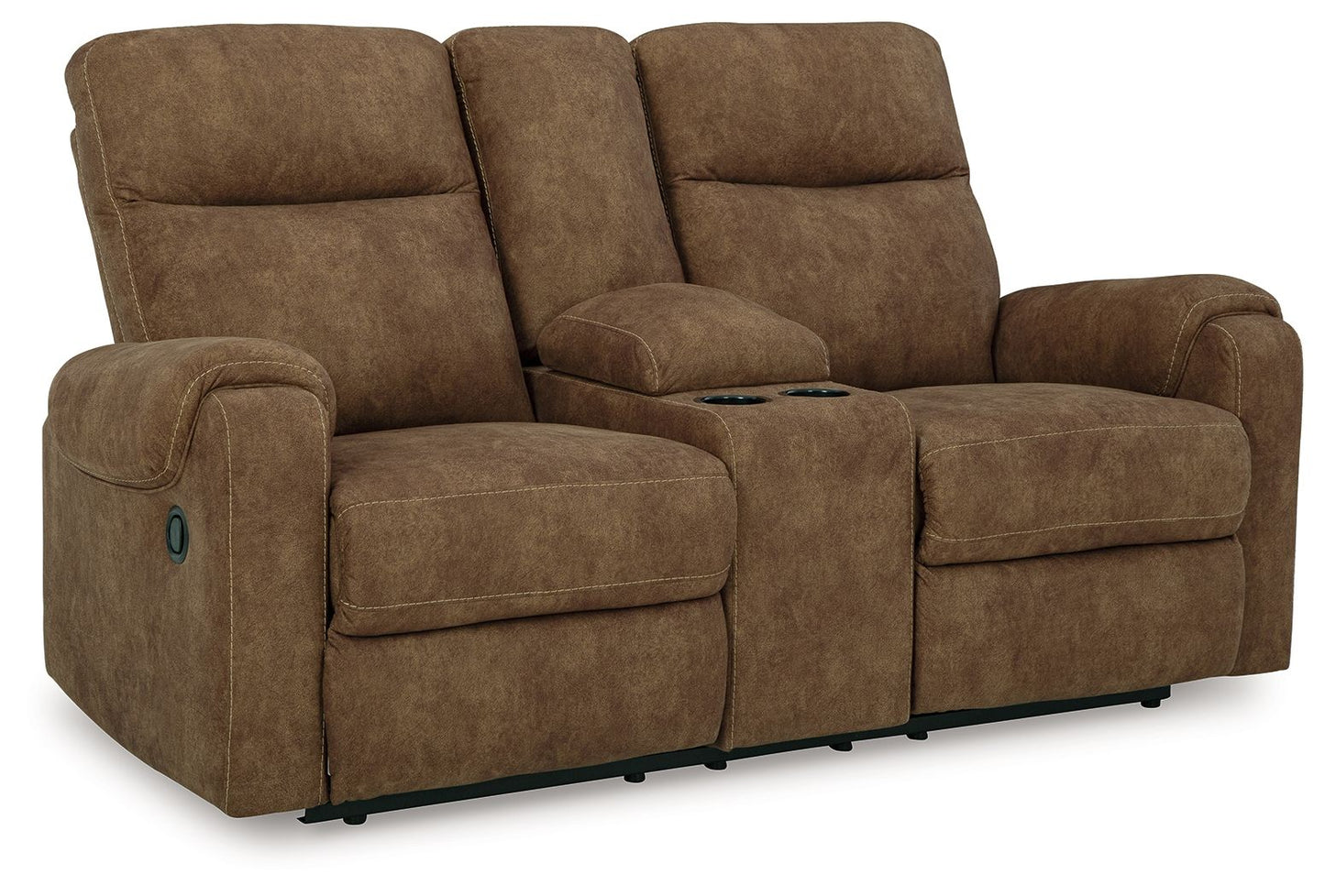 Edenwold - Brindle - Dbl Reclining Loveseat With Console - Faux Leather