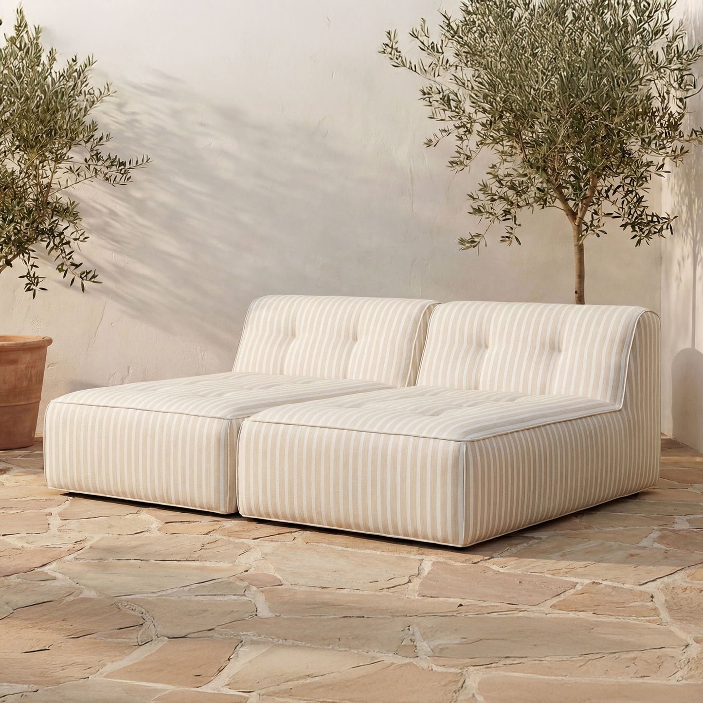 Sunseeker - 2 Piece Outdoor Sun Lounger - Brown Stripe