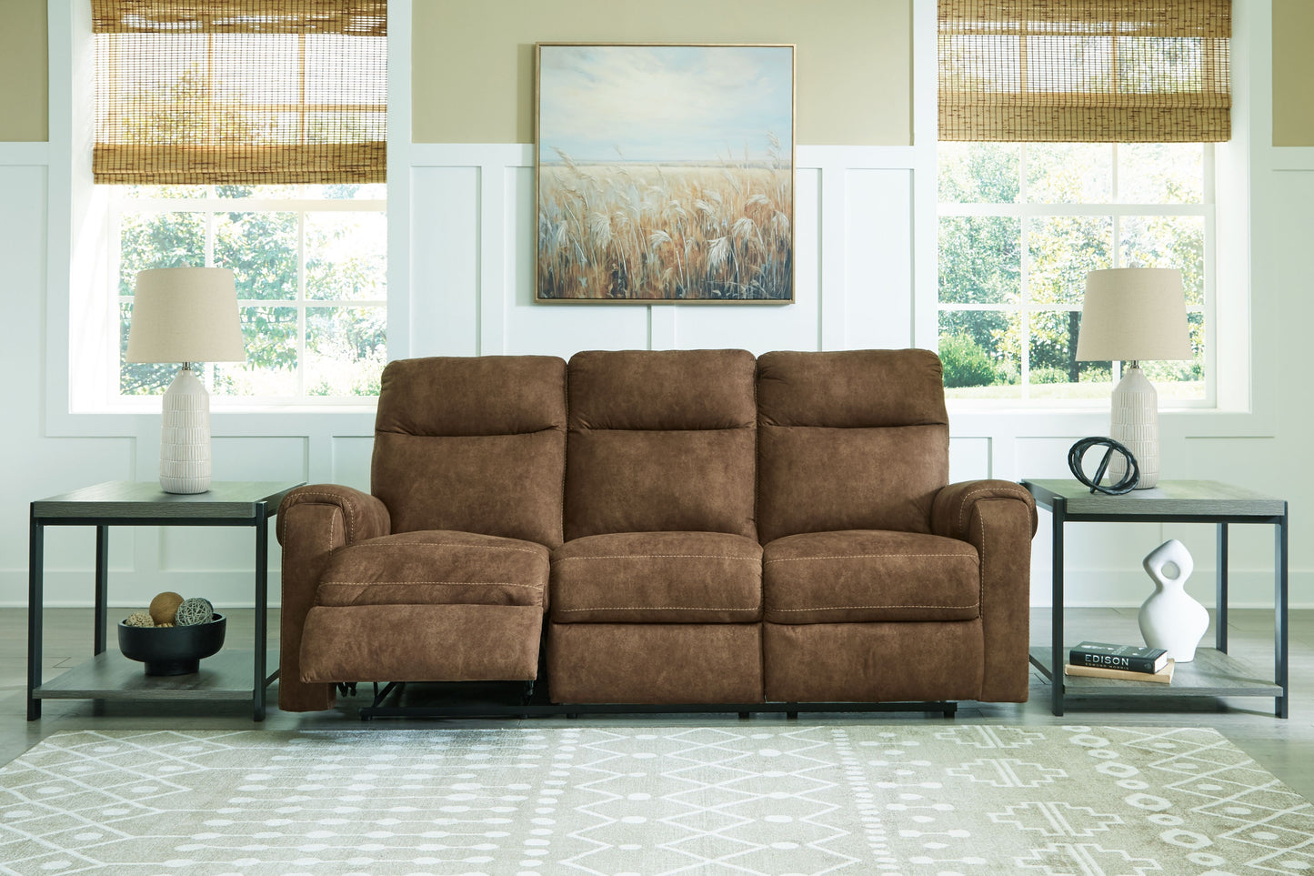 Edenwold - Brindle - Reclining Sofa - Faux Leather