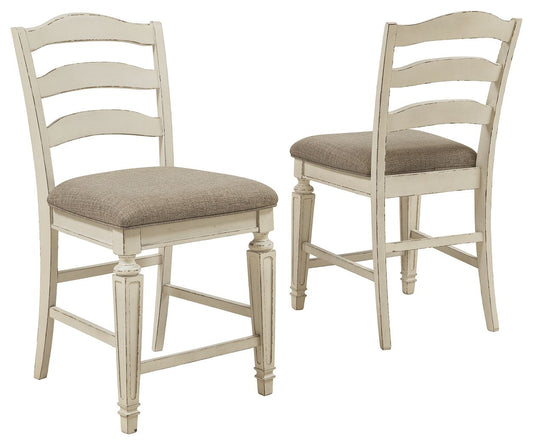 Realyn - Chipped White - Upholstered Barstool (Set of 2)