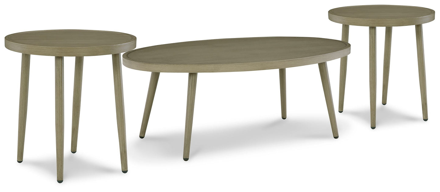 Swiss Valley - Beige - Outdoor Coffee Table With 2 End Tables