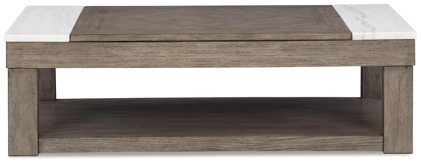 Loyaska - Grayish Brown / White - Lift Top Cocktail Table