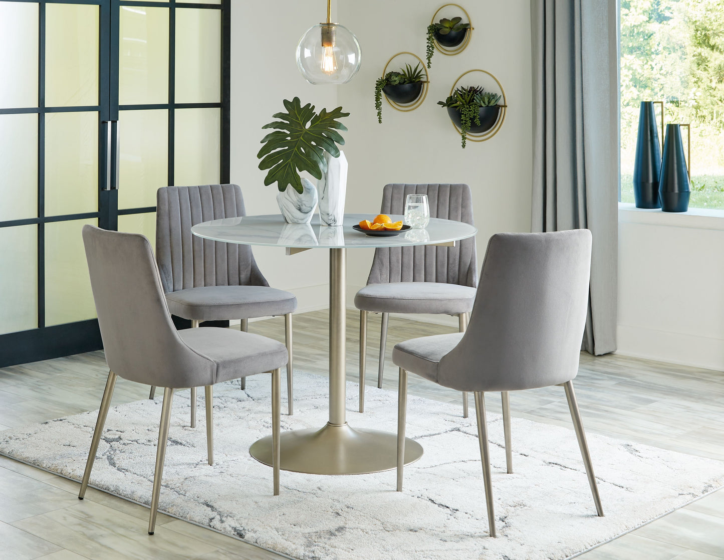 Barchoni - White / Gray - 5 Pc. - Dining Room Table, 4 Side Chairs