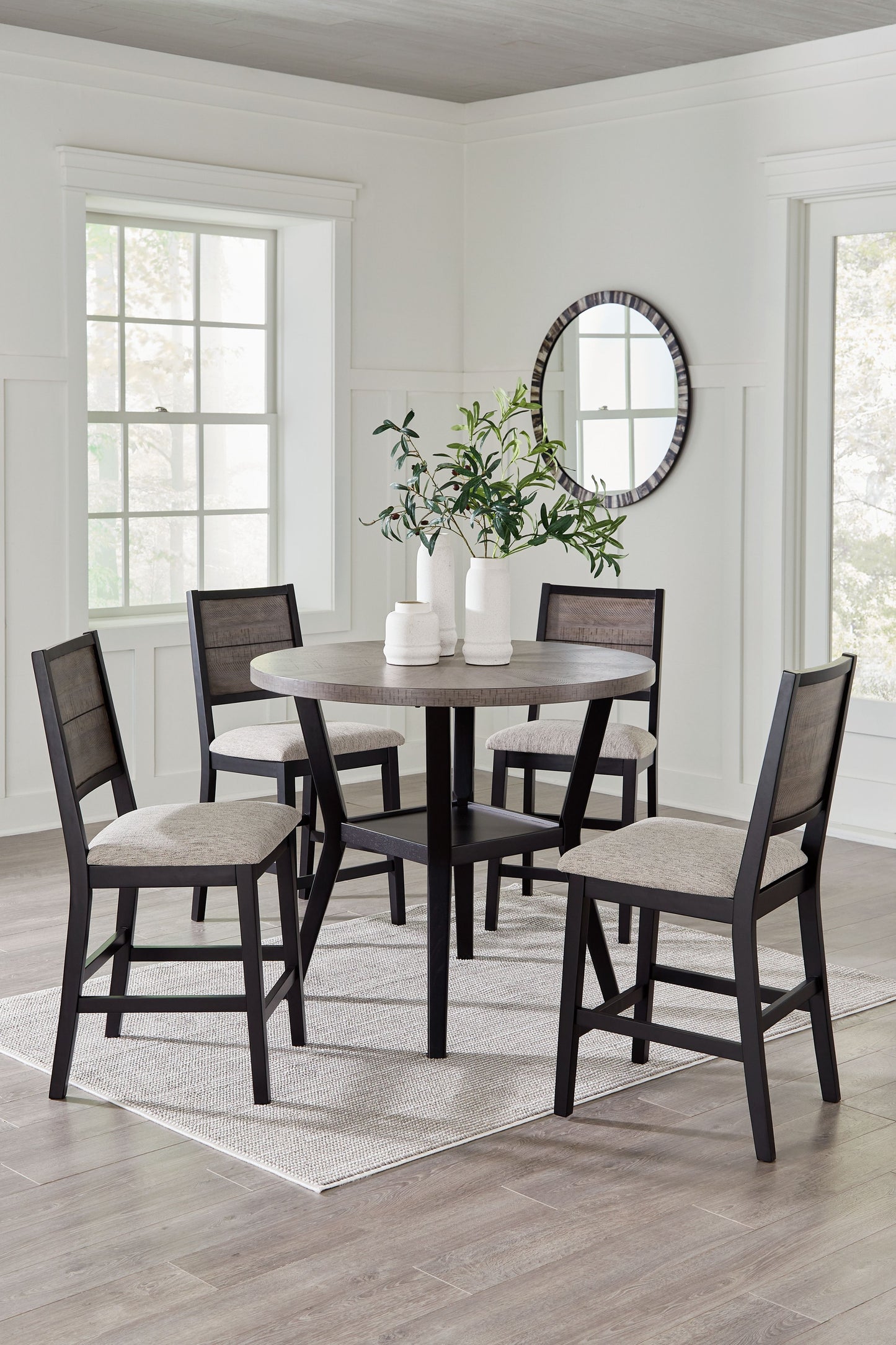 Corloda - Black / Gray - Round Counter Table Set (Set of 5)