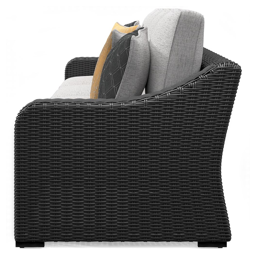 Beachcroft - Black / Light Gray - 2-Piece Outdoor Loveseat with Cushion