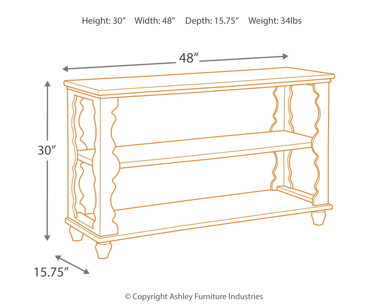 Alwyndale - Antique White / Brown - Console Sofa Table