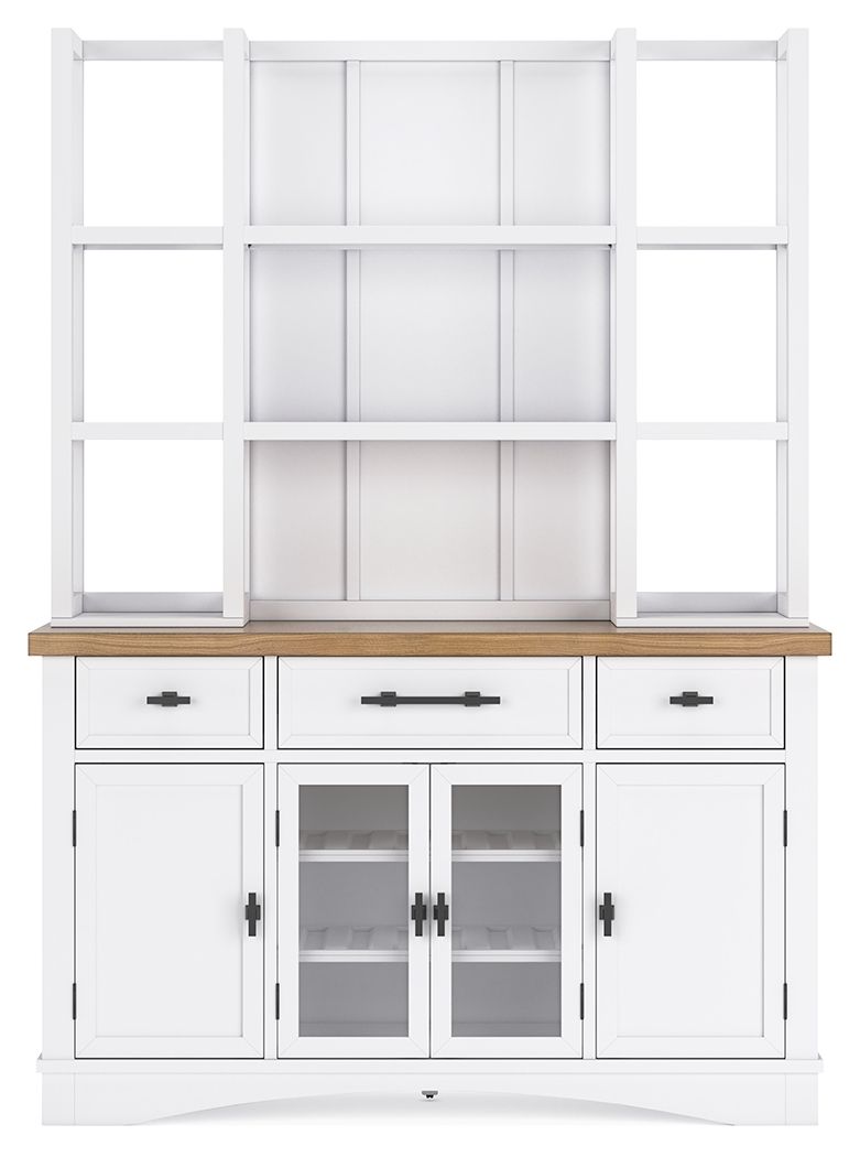 Ashbryn - White / Natural - Dining Server And Hutch