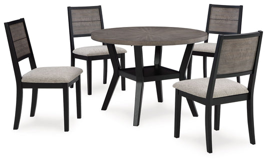 Corloda - Black / Gray - Round Drm Table Set (Set of 5)