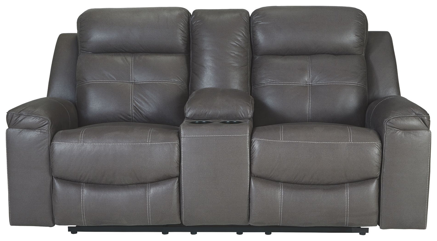 Jesolo - Dark Gray - Dbl Rec Loveseat W/Console - Faux Leather