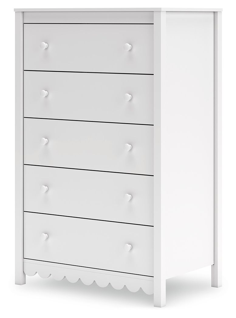 Hallityn - White - Five Drawer Chest